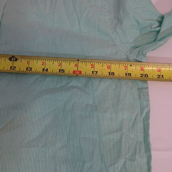 Everlane Oversized Green Button Up Stripe Cotton Shirt Women Size 6 Long Sleeve - Picture 6 of 9